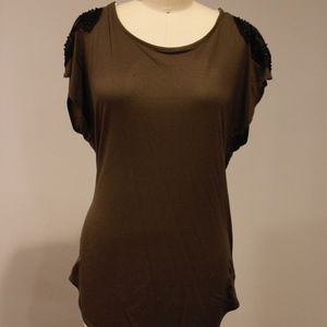 Twenty Eight 77 Short Sleeve Top w/ Beaded Detail